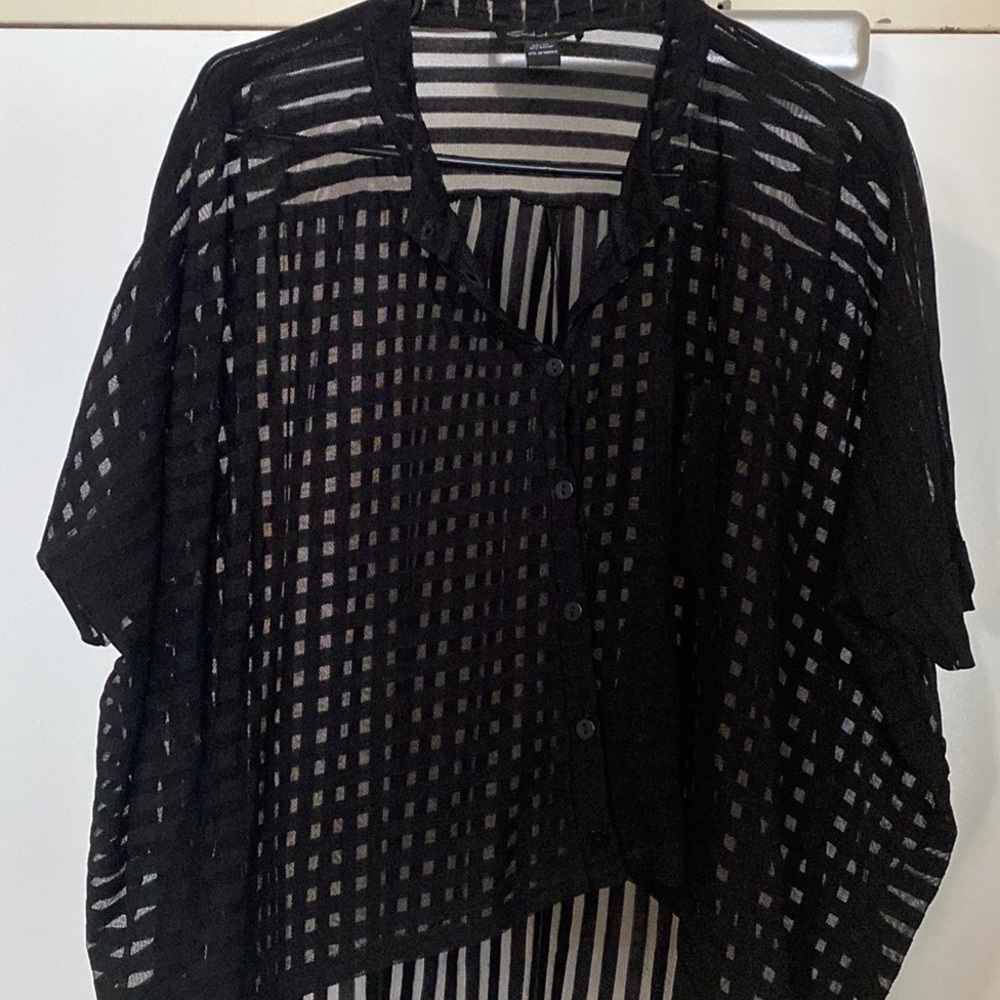 Seductions Transparent Black Baggy Blouse Size XS - Picture 5 of 5
